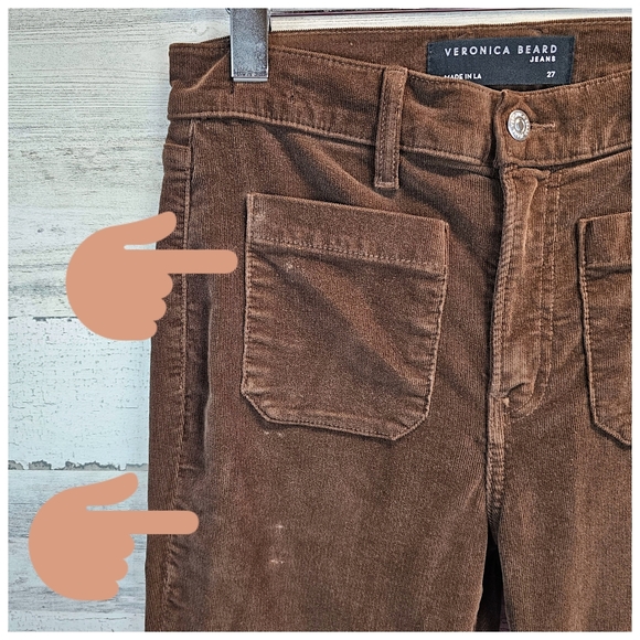 Veronica Beard Sheridan High Rise Exaggerated Flare Corduroy Pants Choc Brown 27 - Picture 10 of 13